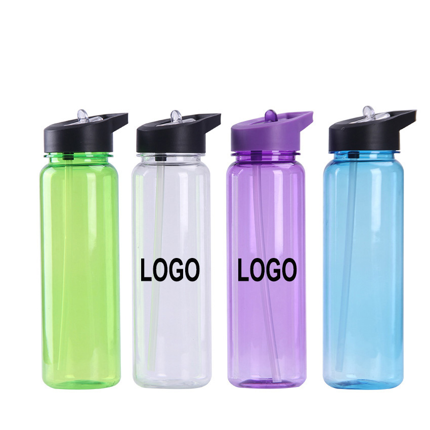 Clear Plastic Water Bottle with Flip Straw