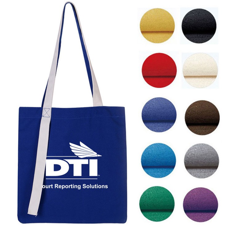 Striped Economy Cotton Canvas Tote Bag