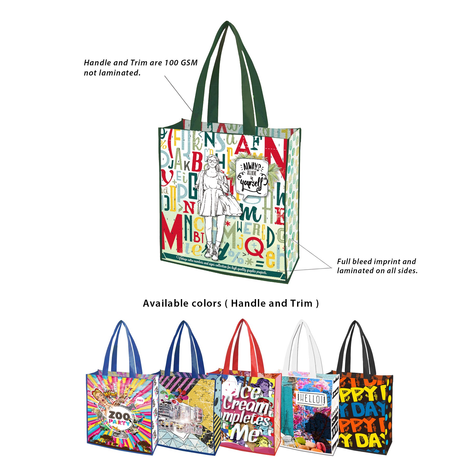 Custom All Sides Laminated Non Woven Bag (13"x15"x8")