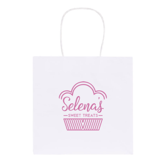 Wide White Kraft Takeout Bag